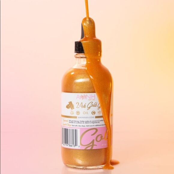 AMNH Skincare 24k Gold Shimmering Glow Oil Dropper Highlighter Full Size - Picture 4 of 5